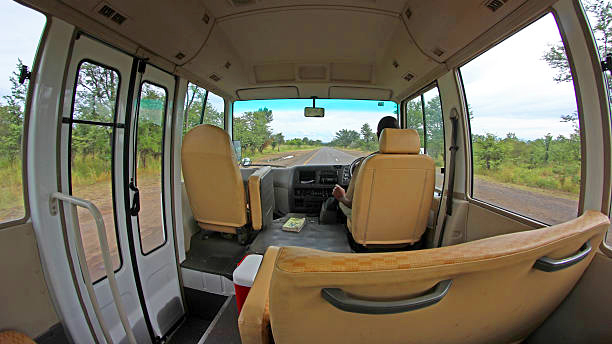 Livingstone, Zambia - March 31, 2012: A tourist bus transports visitors between the local hotels and Victoria Falls in Livingstone.